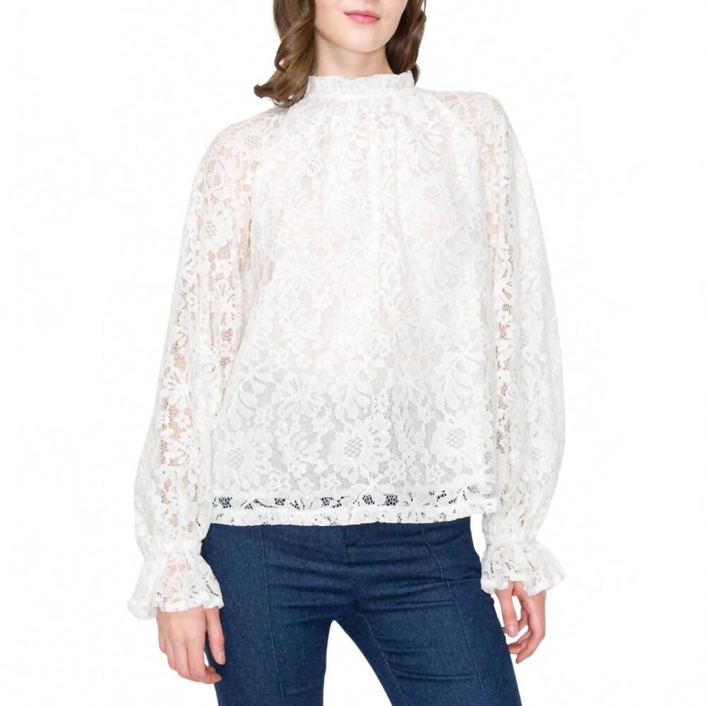 NEW LOVE WEDNESDAY vintage floral lace blouse in white